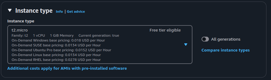 Choose instance type