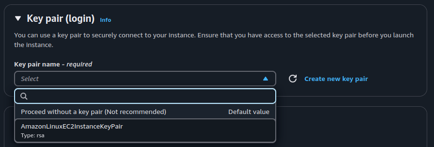 Choose or create a key pair