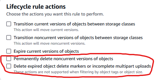 Lifecycle rule actions