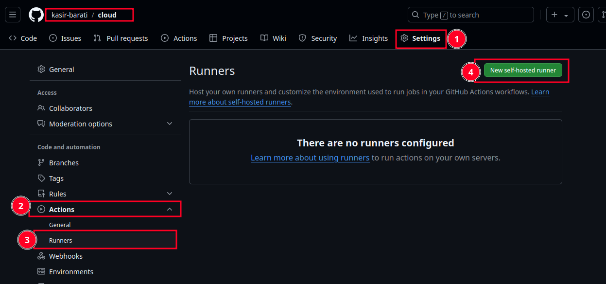 Create self hosted runner