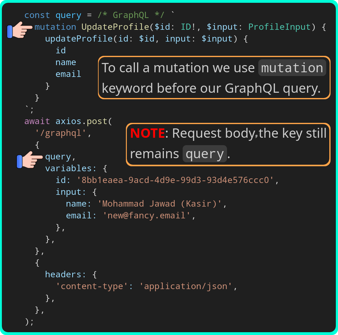 Some notes about how to send mutation queries