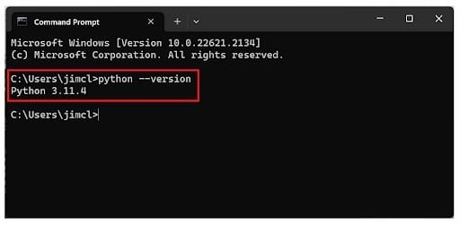 Printed python version in terminal