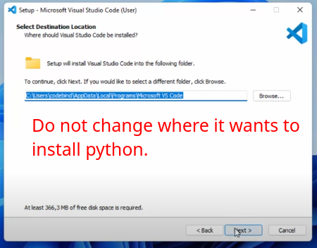 VSCode install location