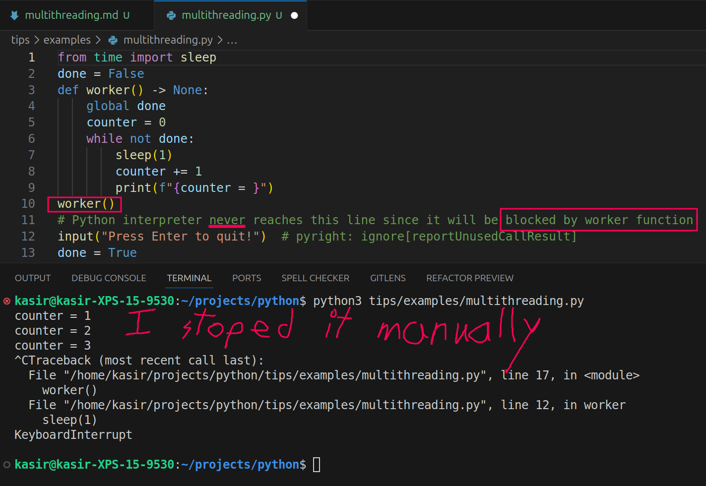 Without multithreading